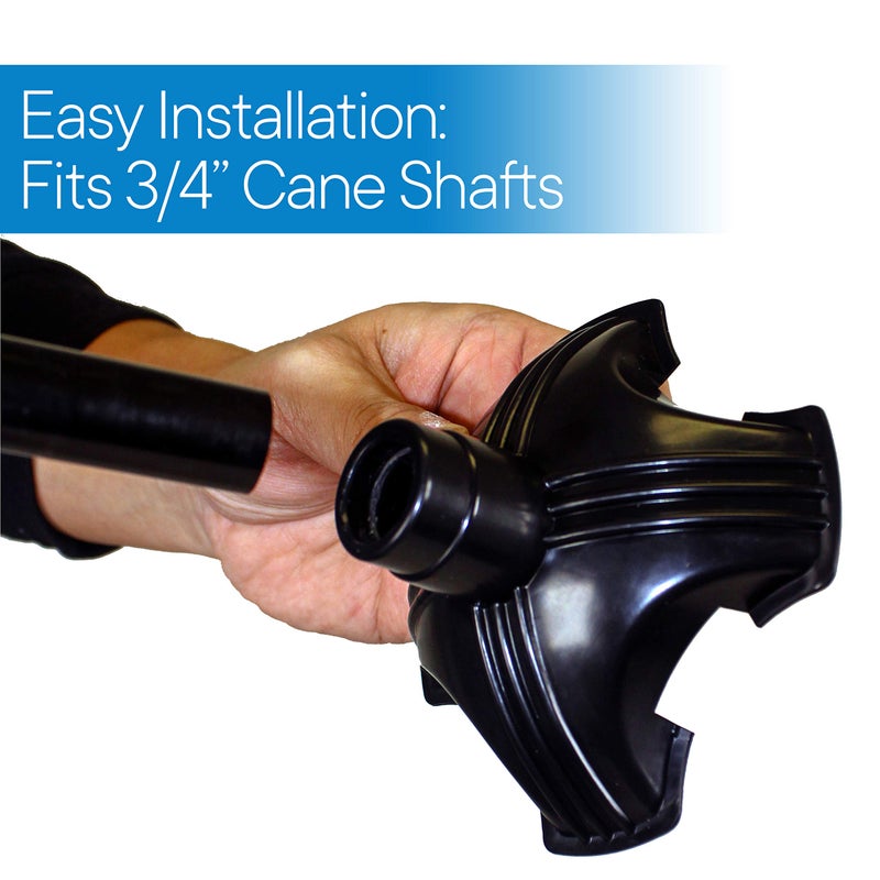 RMS Cane Tip - Self Standing Quad Base Replacement for Most Walking Canes, Walking Sticks, Folding Canes or Offset Quad Pod or Tripod Canes - 4 Prong Rubber Cane Foot Pad (Black) - Image 3